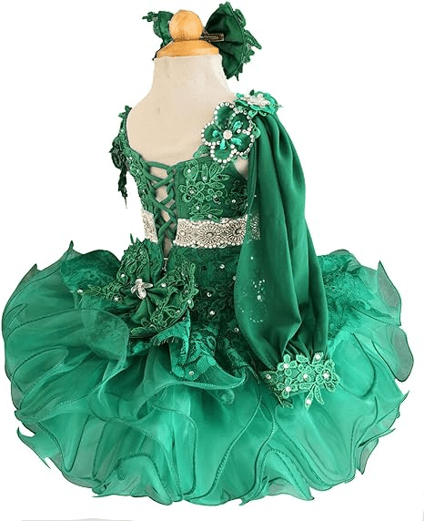 Pageant Dresses For Girls 1364 Off Shoulder Straps Flared MEGA GLITZ  National Pageant Dress Sliver Turquoise 3 4 Weeks Production No Necklace  One Of A Kind Design Glitz Pageant Gown