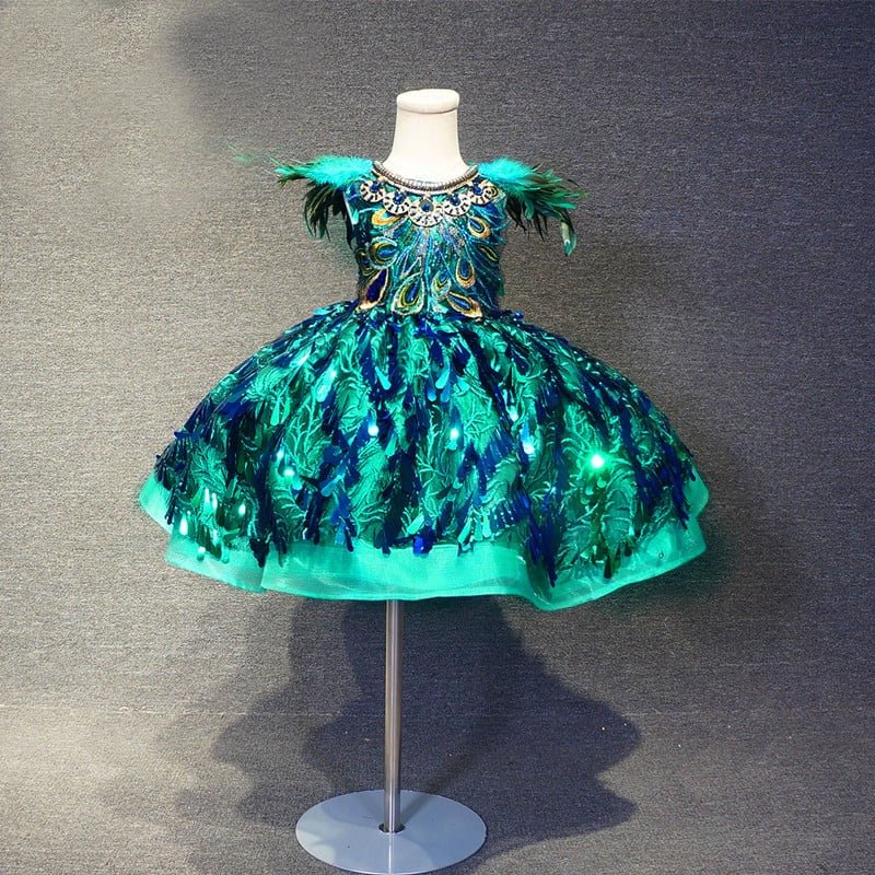 Toddler/Infant/Baby Girl Peacock Green Baby Doll Glitz Pageant Dress - CupcakePageantDress