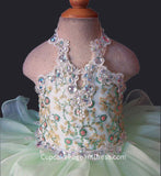 Halter Beaded Lace Little Princess/baby Girl/Baby Miss Cupcake Pageant Dress - CupcakePageantDress
