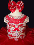 Glitz Beaded Bodice Little Miss/Baby Girl Stunning Pageant Dress With Hair Bow - CupcakePageantDress