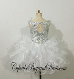Glitz Feather AB Beaded Bodice Little Girls Cupcake Pageant Dress - CupcakePageantDress
