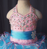 Halter Beaded Bodice Little Girl/Infant/Baby/Child Glitz Cupcake Pageant Dress - CupcakePageantDress