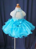 Halter Glass Beaded Bodice Infant/toddler/baby/children/kids glitz Girl's Pageant Dress - CupcakePageantDress
