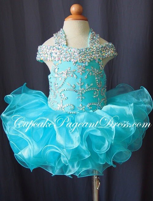 Off the Shoulder Beaded Bodice Little Girls/Children/Baby Pageant Dress - CupcakePageantDress