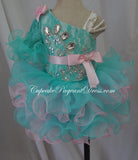 One Shoulder Stone Lace Little Girls/Baby/Toddler/New Born/Kids Pageant Dress - CupcakePageantDress