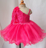 One Shoulder Lace toddler/baby/children/kids doll style Girl's Pageant Dress - CupcakePageantDress