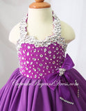 Halter Glass Crystal Infant/toddler/baby/children/kids Glitz Baby Doll Dress - CupcakePageantDress