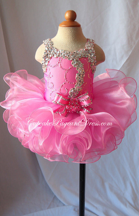 Custom Made Glass Stones Little Girl/Infant/Newborn/Child/toddler Pageant Dress - CupcakePageantDress