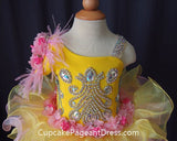 One Shoulder Bling Bling Feather Infant/Baby/Newborn/Little Girls Cupcake Pageant Dress - CupcakePageantDress