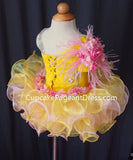 One Shoulder Bling Bling Feather Infant/Baby/Newborn/Little Girls Cupcake Pageant Dress - CupcakePageantDress