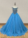 Little Girls Stunning Blue Pageant Dress with Dazzling Beaded - CupcakePageantDress