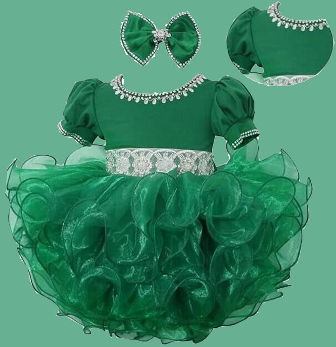 Little Girl/Children/Infant Green Cupcake Pageant Dress with Headbands - CupcakePageantDress