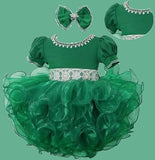 Little Girl/Children/Infant Green Cupcake Pageant Dress with Headbands