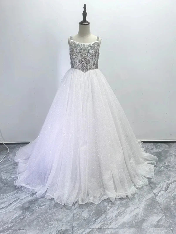 Custom Little Child's Sparkly White Pageant Dress - CupcakePageantDress