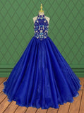 Stunning Royal Blue Pageant Dress with Beaded Bodice for Youth - CupcakePageantDress