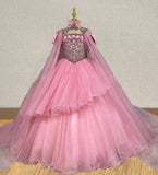 Young Girls Pink Ball Bown With Glitz Beaded Bodice - CupcakePageantDress
