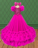Littles Fuchsia Pageant Dress with Sparkly Beaded Bodice - CupcakePageantDress