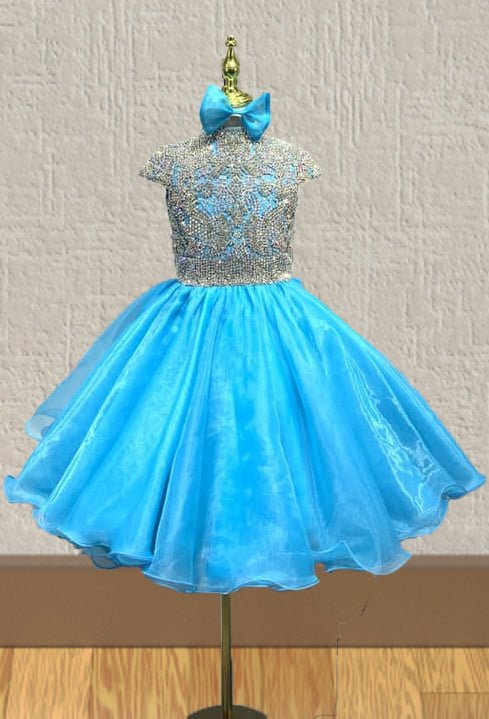 Glitzy Beaded Bodice Little Girls Baby Doll Pageant Gown