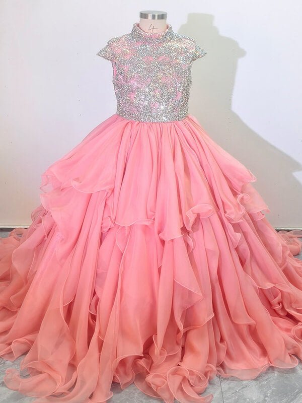 Little Child's Sparkle Pageant Gown with Beaded Bodice - CupcakePageantDress