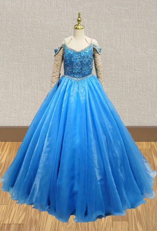 Young Girls Long Pageant Dress with Glitz Bodice - CupcakePageantDress
