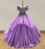 Stunning Young Girl Formal Dress Pageant with Long Train - CupcakePageantDress