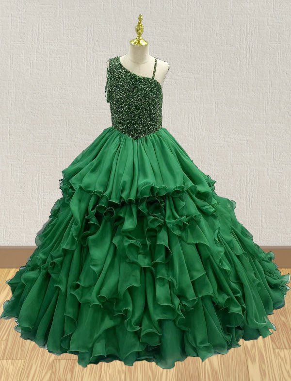 Custom Little Girls Pageant Dress with Dazzling Bodice