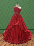Red Sparkly Formal Dress with Beaded bodice for Youth