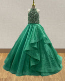 Beauty Halter Little Girls Pageant Gress with Sparkly Boice - CupcakePageantDress