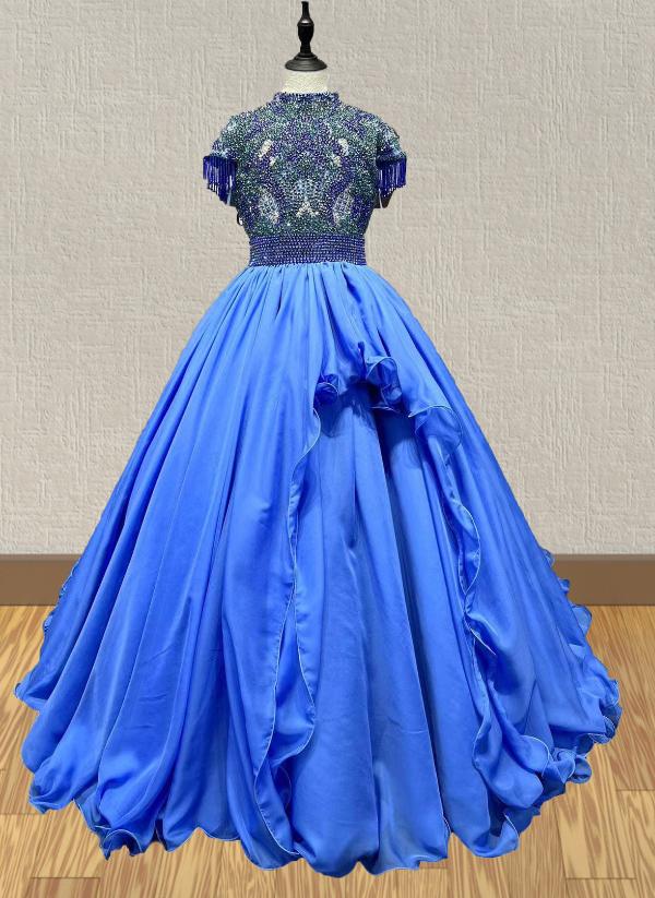 Halter Beaded Bodice Flower Girl Beauty Ball Gowns - CupcakePageantDress