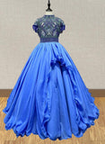 Halter Beaded Bodice Flower Girl Beauty Ball Gowns - CupcakePageantDress