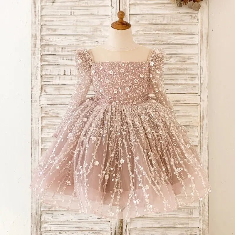 Baby Girls Pageant Dress with Beaded Bodice for birthday