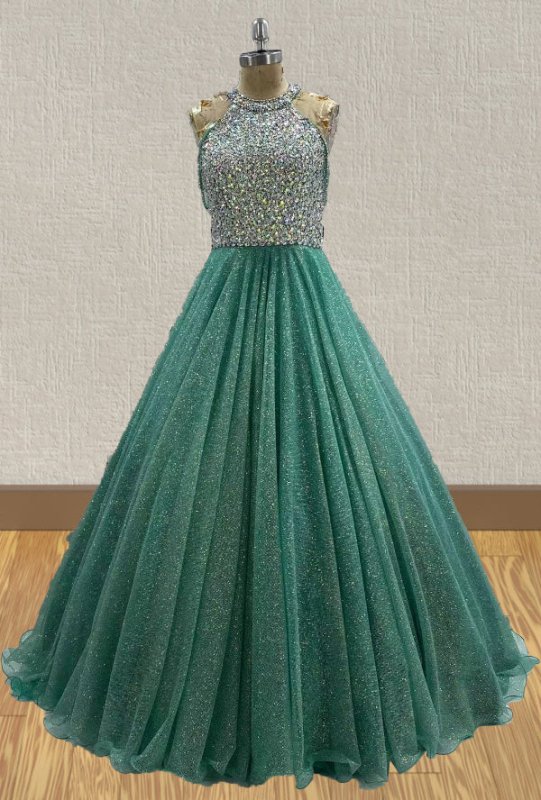 Sparkly Green Evening Dress for Child | Glitzy Bodice - DreamDresses CupcakePageantDress Sparkly Green Evening Dress for Child | Glitzy Bodice - DreamDresses CupcakePageantDress