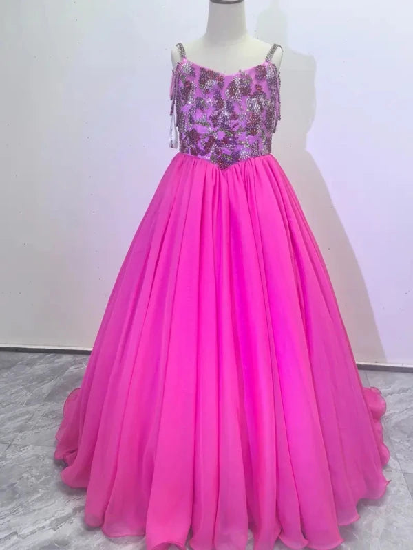 Little Child's Fuchsia Formal Wear with Dazzling Bodice - CupcakePageantDress