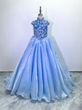 Little Child's Light Blue with Dazzling Beaded Bodice - CupcakePageantDress