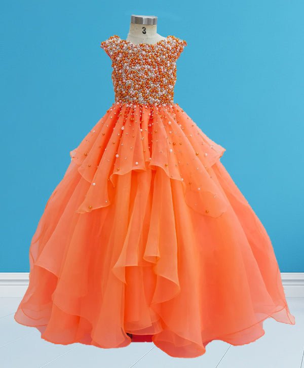 Little Girls Dazzling Pageant Dress with Pearls Bodice - CupcakePageantDress