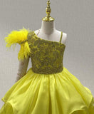 Stunning Gorgeous Kids Prom Pageant Couture with Feather - CupcakePageantDress