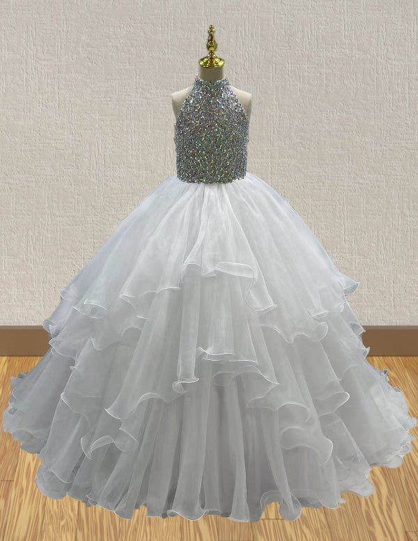 Little Child's Stunning Pageant Dress with Halter Bodice - CupcakePageantDress