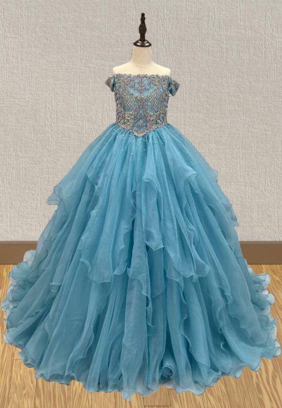 Little Girls Stunning Pageant Dress with Glitz Beaded Bodice - CupcakePageantDress