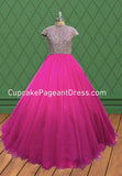 Young Girls Glitz Pageant Dress With Cap Sleeve - CupcakePageantDress