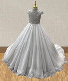 Elegant Halter Glitz White Evening Gown For Junior Miss - CupcakePageantDress