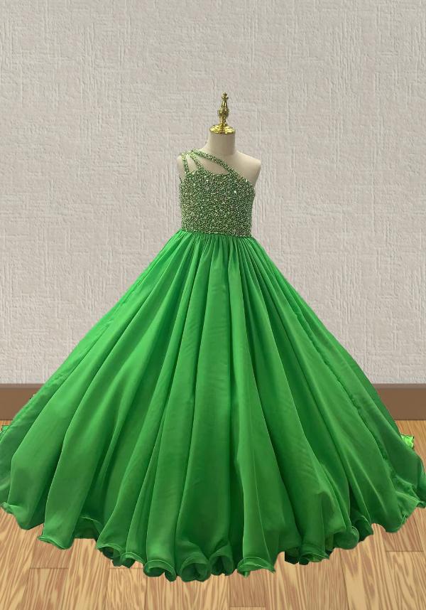 Stunning Best Beauty Green Princess Evening Gown - CupcakePageantDress