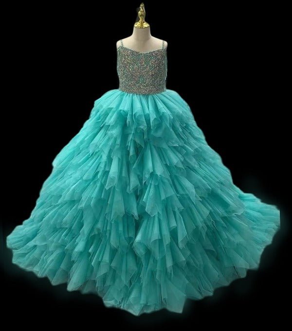 Gorgeous Young Girl Multilayer Sparkly Pageant Ball Gowns - CupcakePageantDress