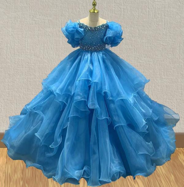 Glity Beaded Bodice Stylish Flower Girl Sparkly Gown - CupcakePageantDress