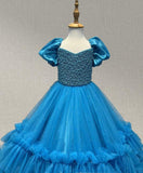 Elegant Beaded Bodice Applique Little Girls Ball Gown - CupcakePageantDress