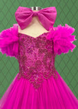 Littles Fuchsia Pageant Dress with Sparkly Beaded Bodice - CupcakePageantDress