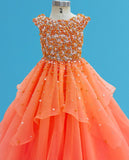 Little Girls Dazzling Pageant Dress with Pearls Bodice - CupcakePageantDress