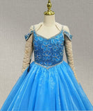 Young Girls Long Pageant Dress with Glitz Bodice - CupcakePageantDress