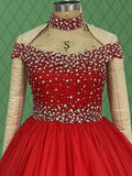 Little Girls Elegant Red Prom Couture with Beaded Bodice - CupcakePageantDress
