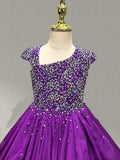 Preteen's Purple Amazing Pageant Dress with Beaded Bodice
