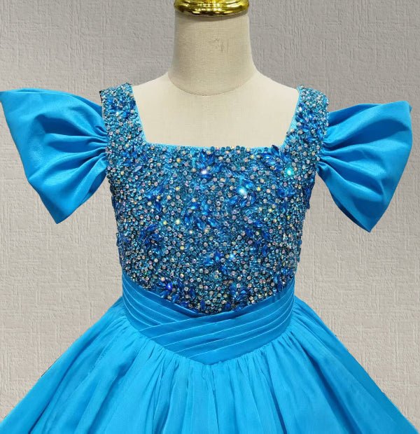 Custom Teal Floor-length Pageant Gown for Little Girls - Sparkle ...